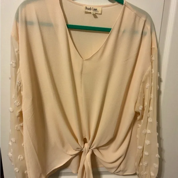 Peach Love California Blush Tie-Front Blouse - Picture 2 of 5